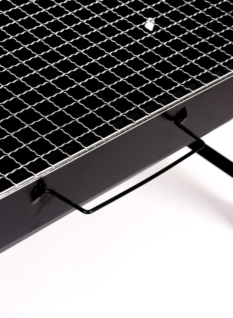 Portable And Foldable Charcoal Grill Black/Silver 44x30.5x7.5 cm BBQ - Image 5