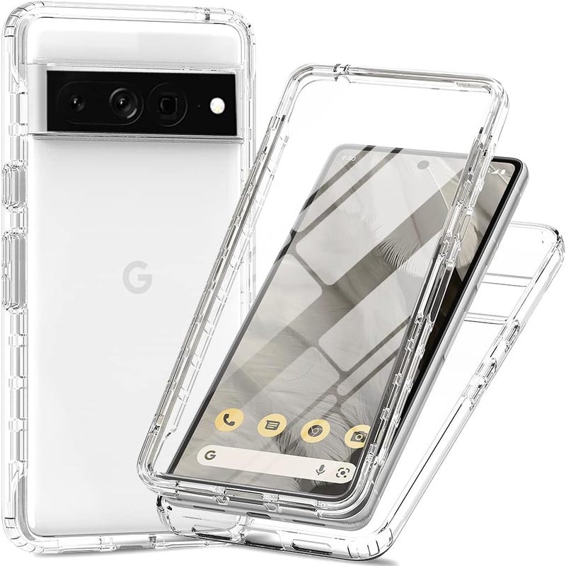 زيني غطاء لهاتف Google Pixel 7 Pro، حماية صدمات 360 درجة مع حماية شاملة وواقي شاشة مدمج، غطاء خارجي متين بإطار، كريستال - Image 1