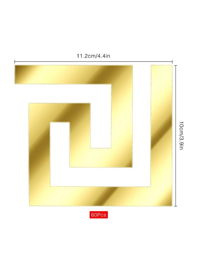 SelfTek 60Pcs Diy Mirror Stickers Removable Adhensive Wall Stickers Decals For Home Art Room Bedroom Background Decoration (Geometric Greek Key Pattern) - Image 2