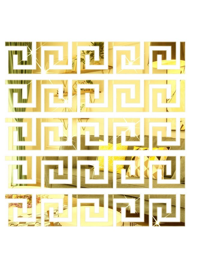 SelfTek 60Pcs Diy Mirror Stickers Removable Adhensive Wall Stickers Decals For Home Art Room Bedroom Background Decoration (Geometric Greek Key Pattern) - Image 1