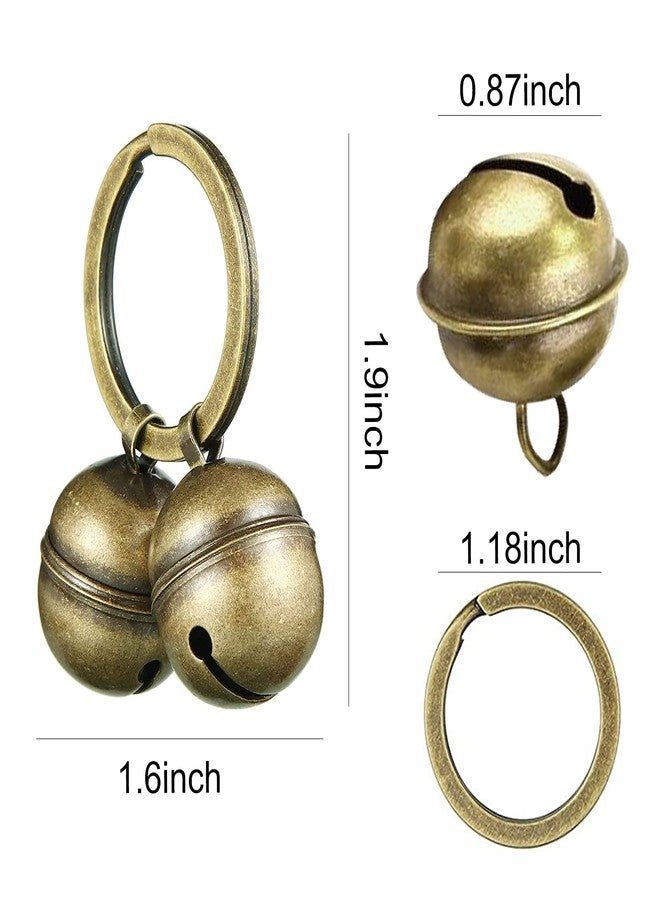 Dephnes Dog Collar Bell 4 Strings in 8 Pieces Pet Bells for Collar Loud Brass Cat Bells for Collar with Key Rings Vintage Bronze Jingle Bells for Doorbell Potty Training - Image 2
