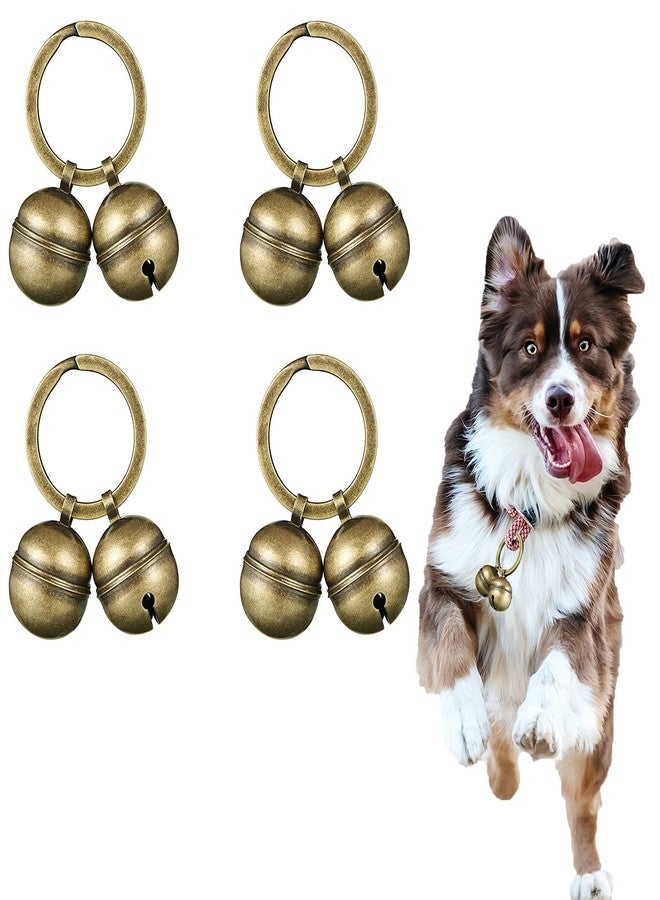 Dephnes Dog Collar Bell 4 Strings in 8 Pieces Pet Bells for Collar Loud Brass Cat Bells for Collar with Key Rings Vintage Bronze Jingle Bells for Doorbell Potty Training - Image 1