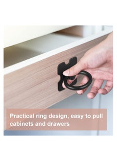 Excefore Drawer Handles and Ring Pull, 4 Pcs Decorative Furniture Door Drawer Handles and Ring Pull with Screws for Cabinet Wardrobe Cupboard Dresser, Black  - Image 3
