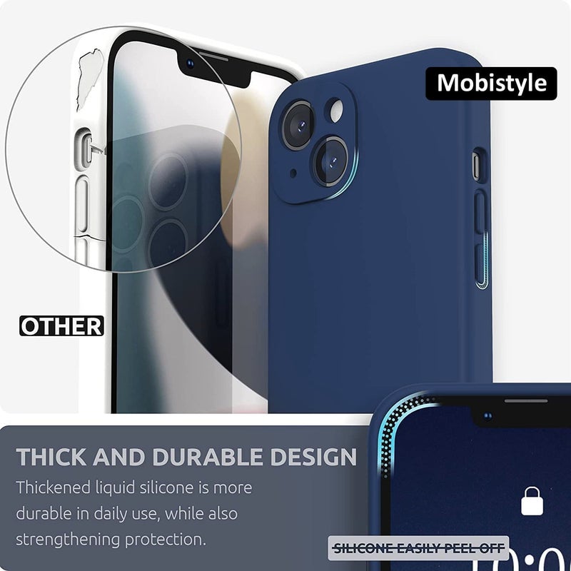 Mobistyle Designed for iPhone 14 Cover Soft Liquid Silicone Slim Protective Shockproof with Anti-Scratch Microfiber Lining Phone Back Cover Case (Blue) - Image 2