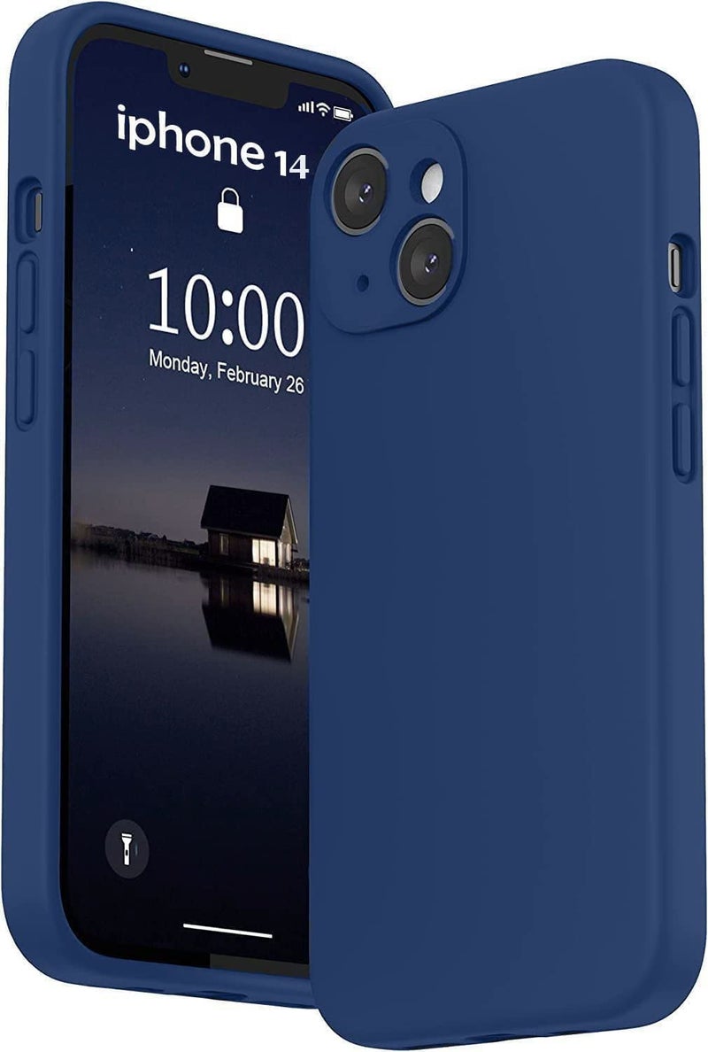 Mobistyle Designed for iPhone 14 Cover Soft Liquid Silicone Slim Protective Shockproof with Anti-Scratch Microfiber Lining Phone Back Cover Case (Blue) - Image 1