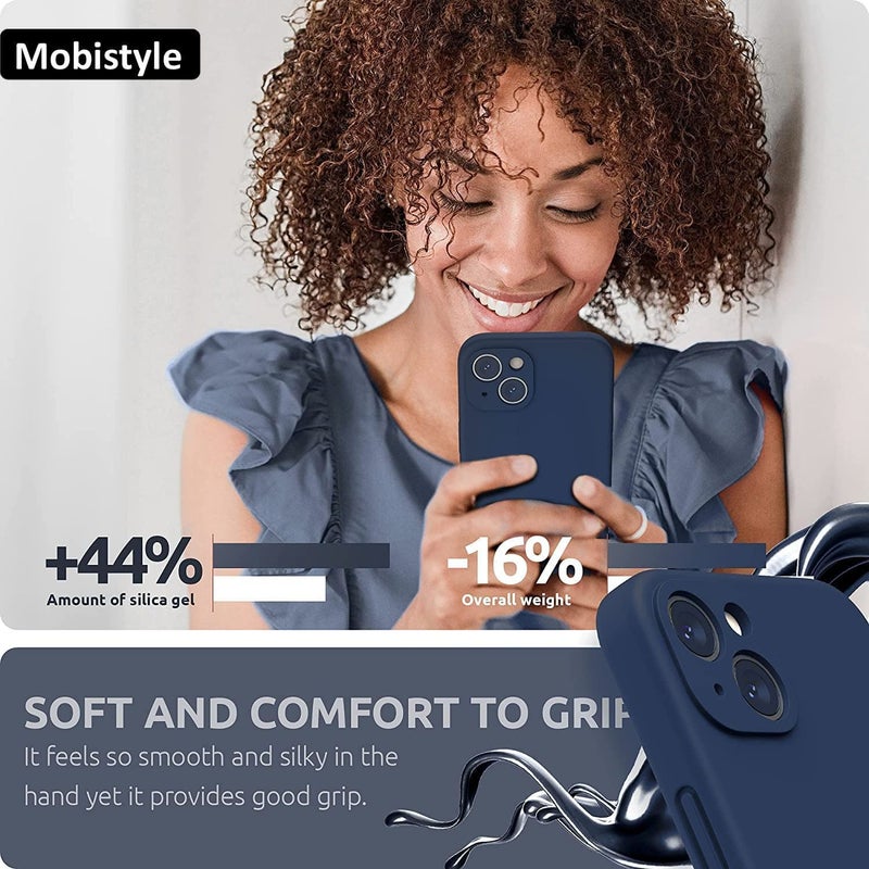 Mobistyle Designed for iPhone 14 Cover Soft Liquid Silicone Slim Protective Shockproof with Anti-Scratch Microfiber Lining Phone Back Cover Case (Blue) - Image 4