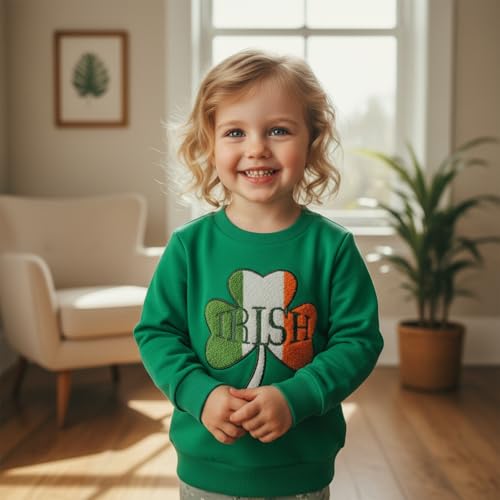 BemeyourBBs St Patricks Day Outfits for Toddlers Baby Boy Girl Crewneck Sweatshirt Shirt Unisex Baby Spring Clothes (Shamrock Irish Green, 3-4 Years) - Image 2