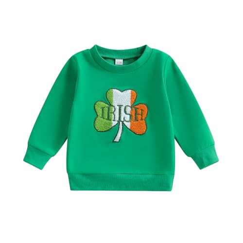 BemeyourBBs St Patricks Day Outfits for Toddlers Baby Boy Girl Crewneck Sweatshirt Shirt Unisex Baby Spring Clothes (Shamrock Irish Green, 3-4 Years) - Image 1