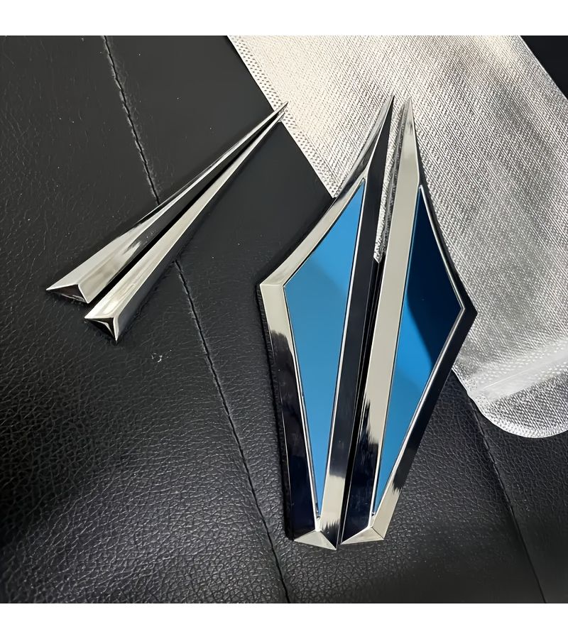 1 Pair 2pcs Universal Silvery Edge Blue Stainless Steel Car Side Conversion Stickers Mudguards With Adhesive Backing Creative Car Decals - Image 5