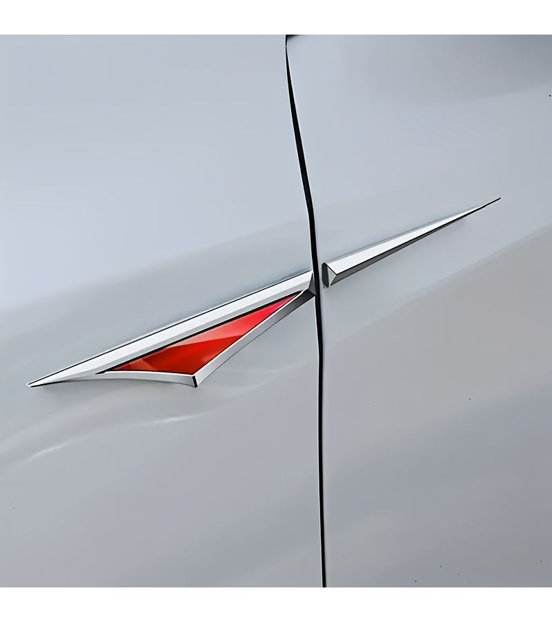 1 Pair 2pcs Universal Silvery Edge Blue Stainless Steel Car Side Conversion Stickers Mudguards With Adhesive Backing Creative Car Decals - Image 3