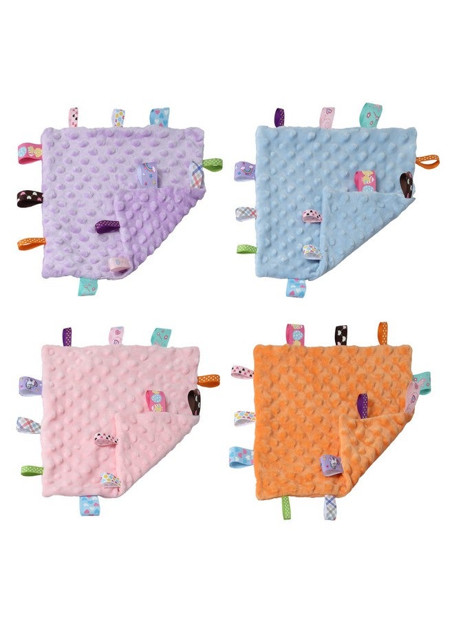 CREVENT Tag Security Blankets For Babies, Soft Small Loveys For Girls, Baby Comforter Sensory Blanket, Great Gifts For Birthday Baby Shower (10"X10" Purple Tag) - Image 4