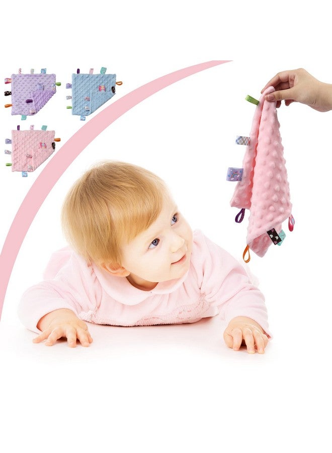 CREVENT Tag Security Blankets For Babies, Soft Small Loveys For Girls, Baby Comforter Sensory Blanket, Great Gifts For Birthday Baby Shower (10"X10" Purple Tag) - Image 5