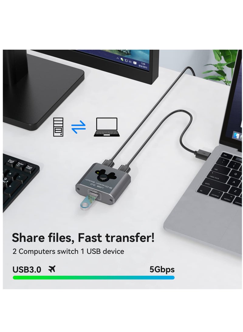 Excefore USB 3.0 Switch Bi-Directional USB Switcher 2 in 1 Out And 1 in 2 Out 5Gbps High-Speed USB Switch 2 Computers Share 1 USB Devices - Image 4