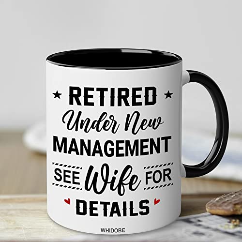 WHIDOBE Retirement Mug - Christmas Mug For Retired Men Women - Retirement Gifts - Retired Under New Management See Wife For Details Present - Retiree Gift For Husband, Dad, Boyfriend, Boss, Coworker - Image 4