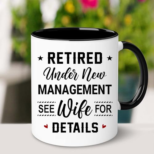 WHIDOBE Retirement Mug - Christmas Mug For Retired Men Women - Retirement Gifts - Retired Under New Management See Wife For Details Present - Retiree Gift For Husband, Dad, Boyfriend, Boss, Coworker - Image 3