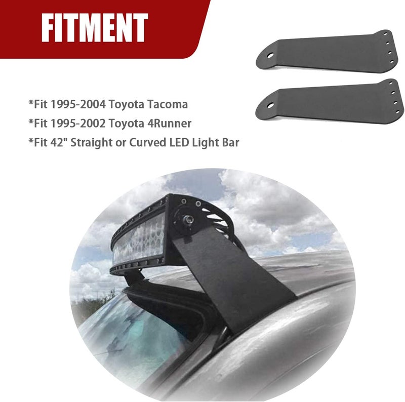 Wsays XJMOTO 42" LED Light Bar Upper Roof Windshield Mounting Brackets Compatible with 1995-2004 Tacoma 4 Runner - Image 3