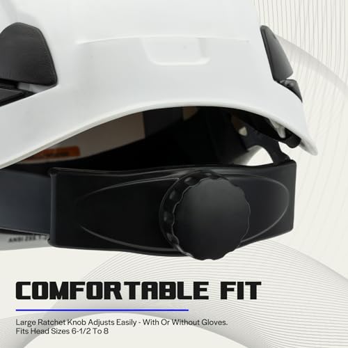 LOHASWORK Hard Hats Construction OSHA Safety Helmet ANSI Z89.1 Approved Vented Hardhat with Chin Strap Arborist Tree Work Helmet Casco De Construccion (A1 White Clear) - Image 3