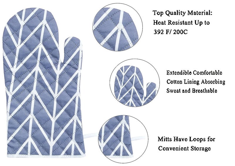 AAZEEM Oven 1 Mitt and 2 Pot Holder with Recycled Infill Silicone Non-Slip Cooking Gloves for Cooking Baking Grilling (3-Piece Set,Grey) - Image 4