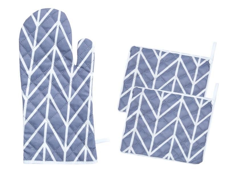 AAZEEM Oven 1 Mitt and 2 Pot Holder with Recycled Infill Silicone Non-Slip Cooking Gloves for Cooking Baking Grilling (3-Piece Set,Grey) - Image 1