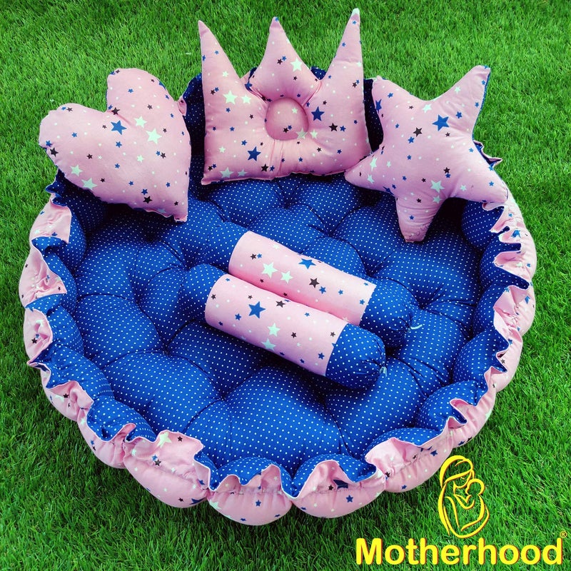 MOTHERHOOD MOTHERHOOD 1 Round Baby Tub Bed with 1 Baby Cradle Hammock 1 Large Baby Blanket 1 Baby Mattress and 5 pc Baby Pillow Luxury Baby Mattress Bed Sleeper Bedding Set coSleeper for Baby Pink D - Image 2