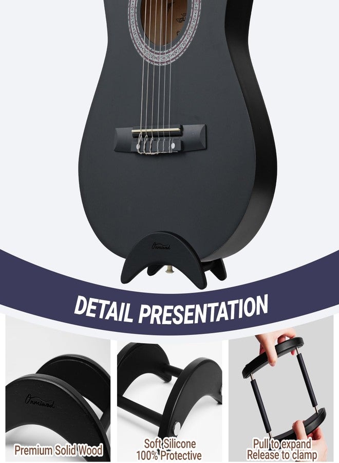 Onmiwod Acoustic Guitar Stand, Clip-On Self-Standing Black Wood Compact Guitar Stand, Portable Lightweight Guitar Stand Floor, Guitar Holder for Travel and Stage, Gift for Acoustic, Classic and Folk Guitar - Image 3