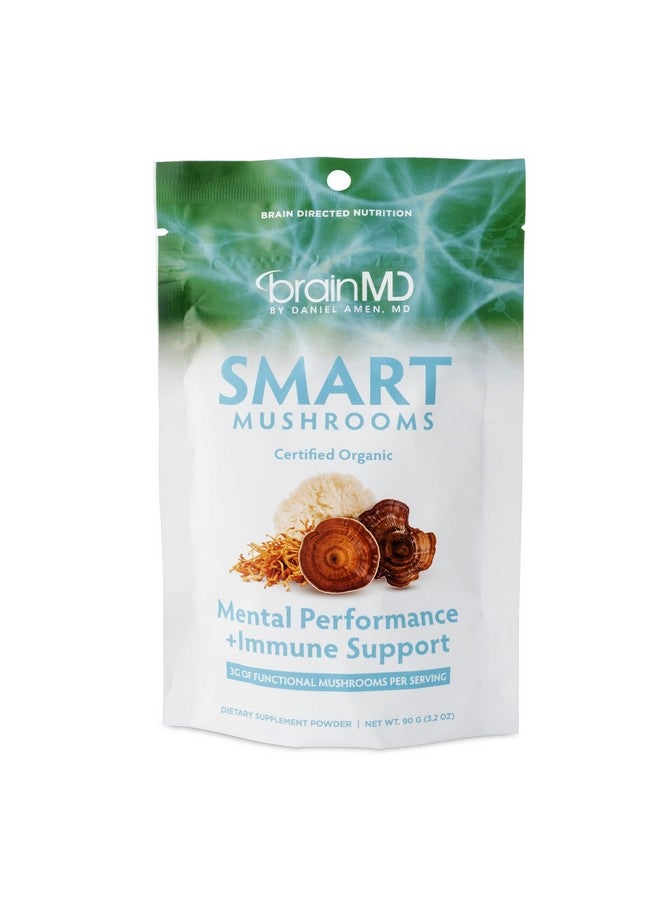 BRAINMD Dr Amen Smart Mushrooms 3.2 Oz Mental Performance + Immune Support Vegan Gmo Free Gluten Free 30 Servings - Image 2