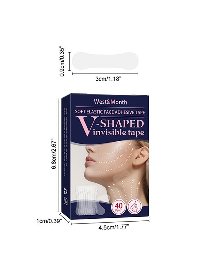 West&Month - 40 Patch V Shaped Invisible Tape , V Shaped Invisible Stickers Double Chin V Line Lifting Patch Tighten Hide And Wrinkles Around The Eyes and Neck Saggy Skin Make up Tools - Image 1