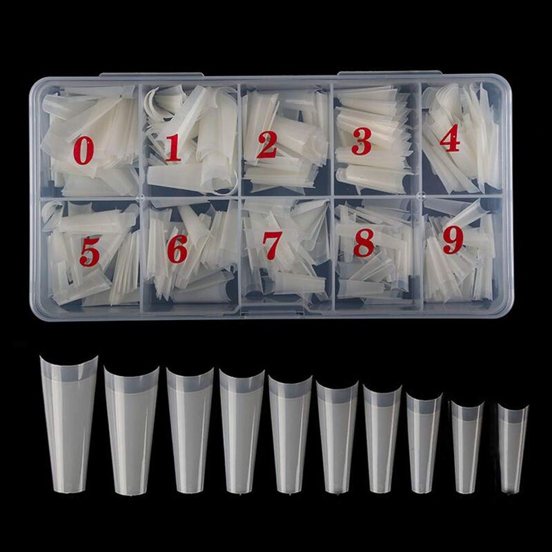 AM RONG MAGIC Natural Coffin Acrylic Nails-500pcs Half Cover Nails Coffin Shaped Ballerina Nails Tips Long Acrylic False Fake Nail Artificial, 10 Size with Box - Image 2