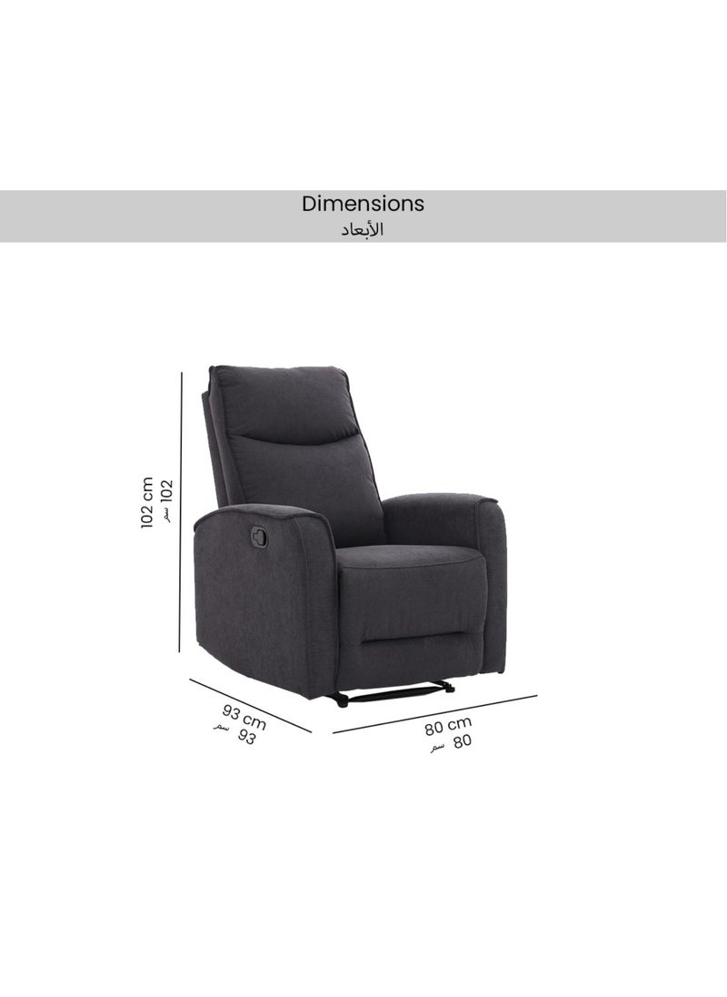Micasa - Durable High Quality Manual Recliner Chair Dark Grey DG0112D - Image 1