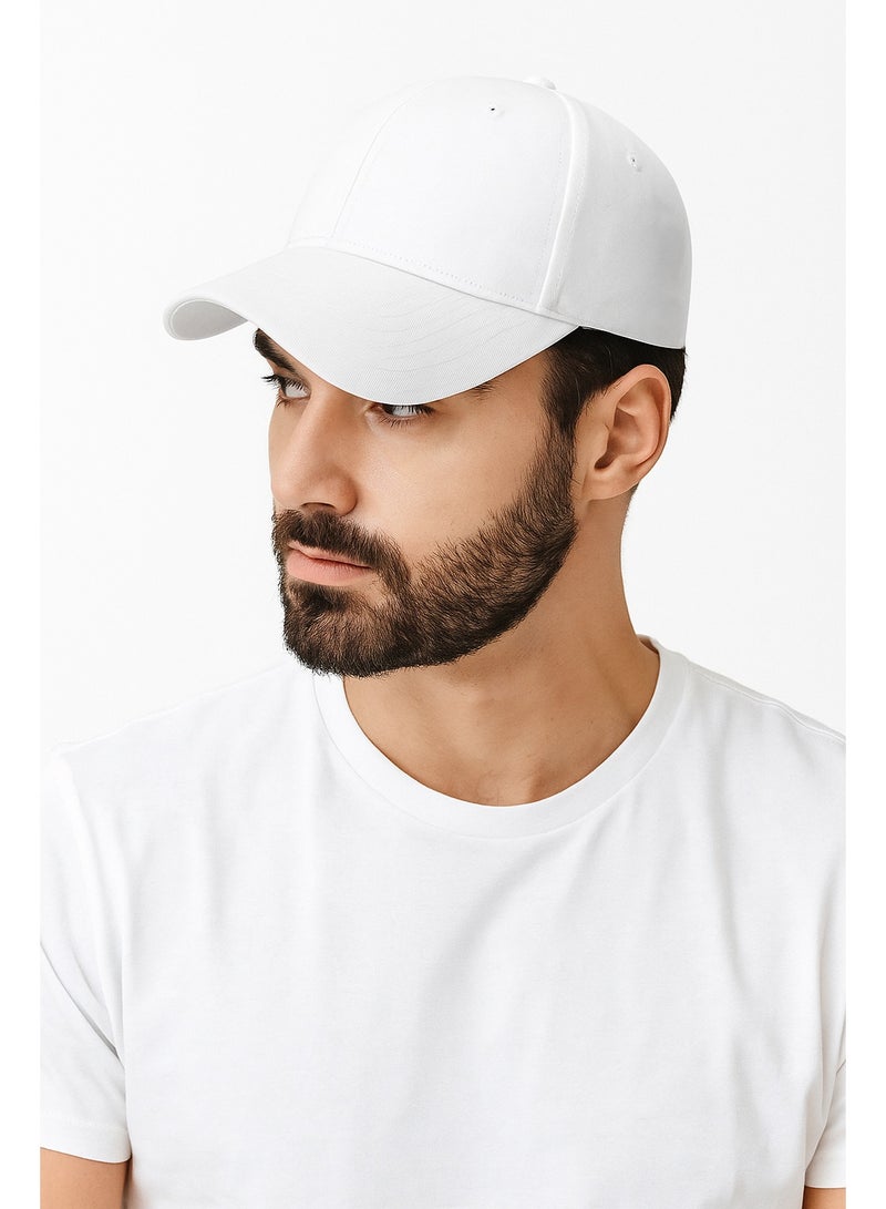 قبعة بيسبول بيضاء - قبعة رياضية قابلة للتعديل من البوليستر للجنسين، مناسبة للرجال والنساء | قبعة كلاسيكية كاجوال ومناسبة للأنشطة الخارجية - Image 1