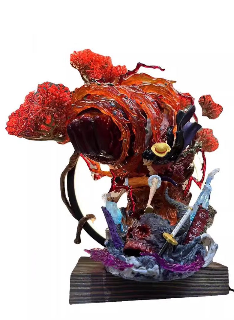 One Piece Luffy Action Figure - Glowing Yonkou Straw Hat Luffy Model Gift Display  - Image 1