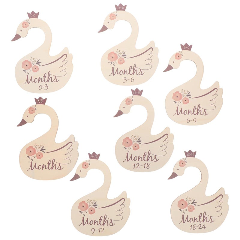 Wooden Baby Closet Dividers 7 Piece Swan Decor Boys And Girls Hanger Divider Organizer - Image 2