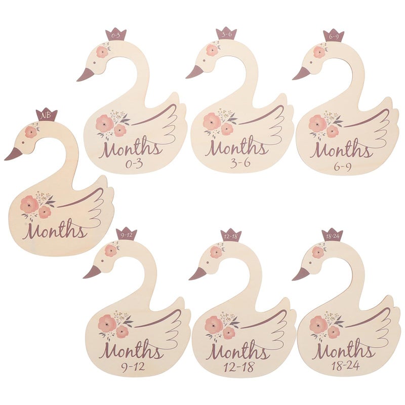 Wooden Baby Closet Dividers 7 Piece Swan Decor Boys And Girls Hanger Divider Organizer - Image 3