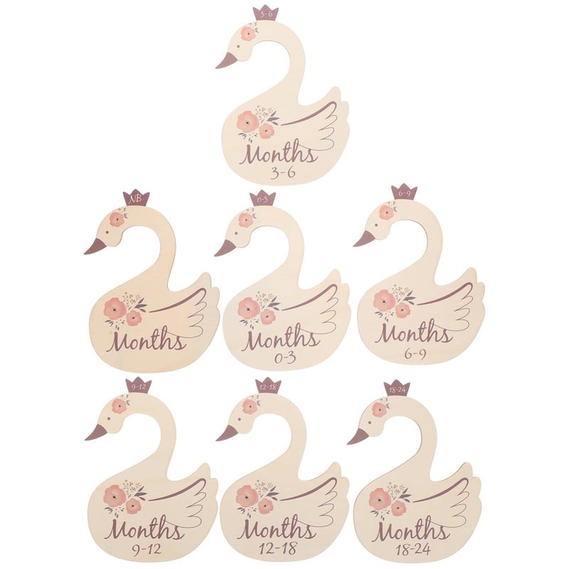 Wooden Baby Closet Dividers 7 Piece Swan Decor Boys And Girls Hanger Divider Organizer - Image 4