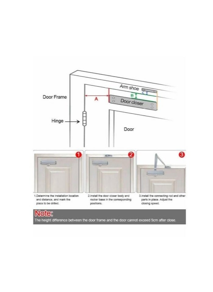 Kana Automatic Door Closer, Speed Adjustable Hydraulic Door Closer, 180° Spring Door Closer,Auto Spring Hydraulic Door Closer, Closing Speed Adjustable, Commercial & Home Use.Door Closer, Automatic Hydraulic Adjusting Silent Soft Slow Slam Gate Closer Overhead Concealed.  - Image 3
