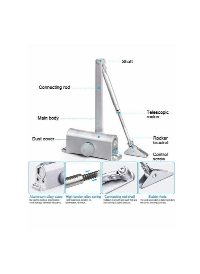 Kana Automatic Door Closer, Speed Adjustable Hydraulic Door Closer, 180° Spring Door Closer,Auto Spring Hydraulic Door Closer, Closing Speed Adjustable, Commercial & Home Use.Door Closer, Automatic Hydraulic Adjusting Silent Soft Slow Slam Gate Closer Overhead Concealed.  - Image 2