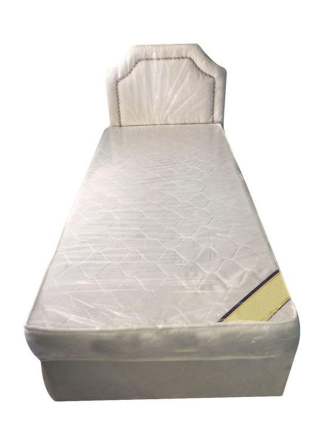 KARNAK - Divan Bed with Headboard, Base & Medical Top Mattress White Size 140x200 Cm - Image 1