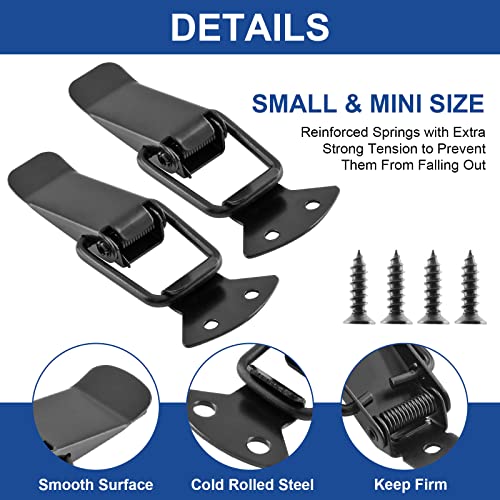 LifCratms 4Pcs Spring Loaded Toggle Latch, 3.5" Black Metal Toggle Latch Catch Hasps Clamp Clip with Screws for Wooden Box, Case, Chest, Cabinet - Image 4