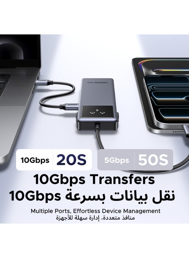 Ugreen Uno USB C Hub Docking Station with Dynamic Screen, 8-in-1 USB C Hub with 10Gbps Data Transfer, SD/TF Card Reader, 4K@60Hz HDMI, 100W PD HDMI Extender for Office & Home Use grey - Image 5