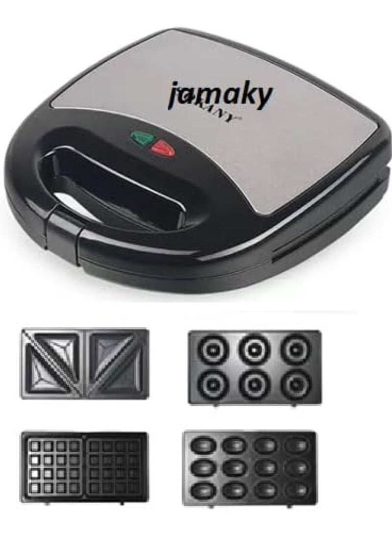 JAMAKY Italy Jamaki 4 in 1 Sandwich and Dessert Maker 1500W Multi-function Donut, Waffle and Nut Maker Easy to Use - jmk2012  - Image 3
