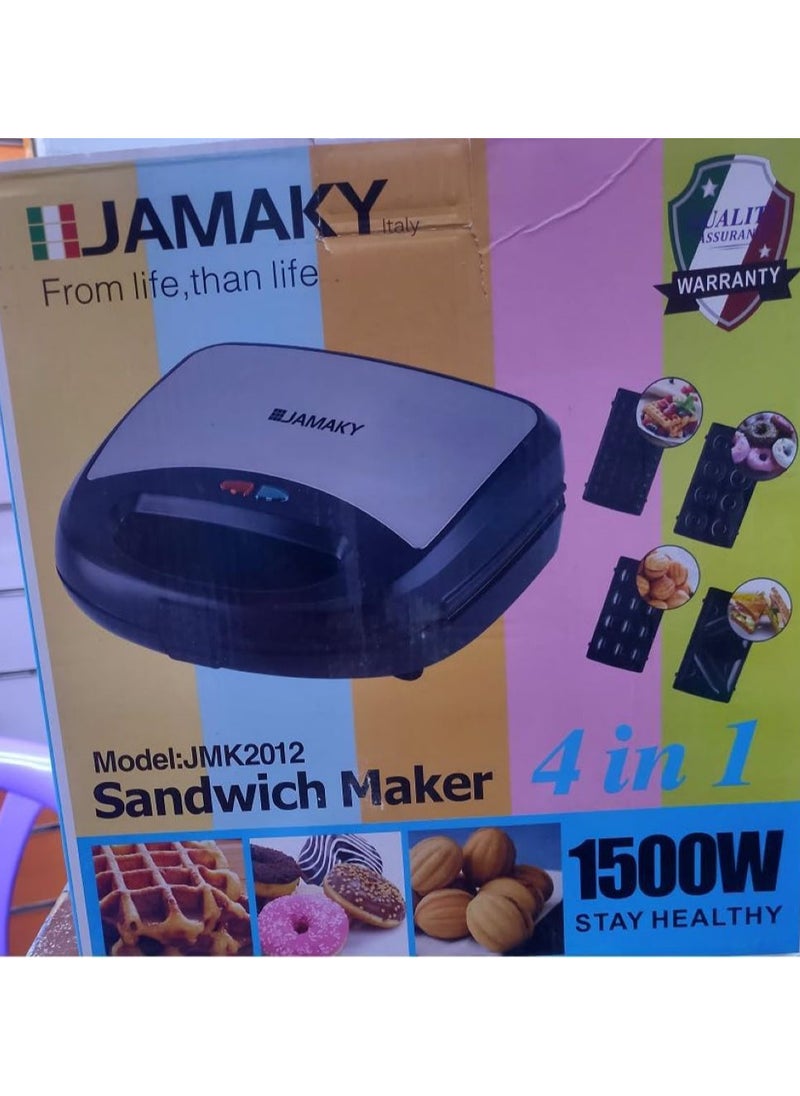 JAMAKY Italy - Jamaki 4 in 1 Sandwich and Dessert Maker 1500W Multi-function Donut, Waffle and Nut Maker Easy to Use - jmk2012 - Image 1