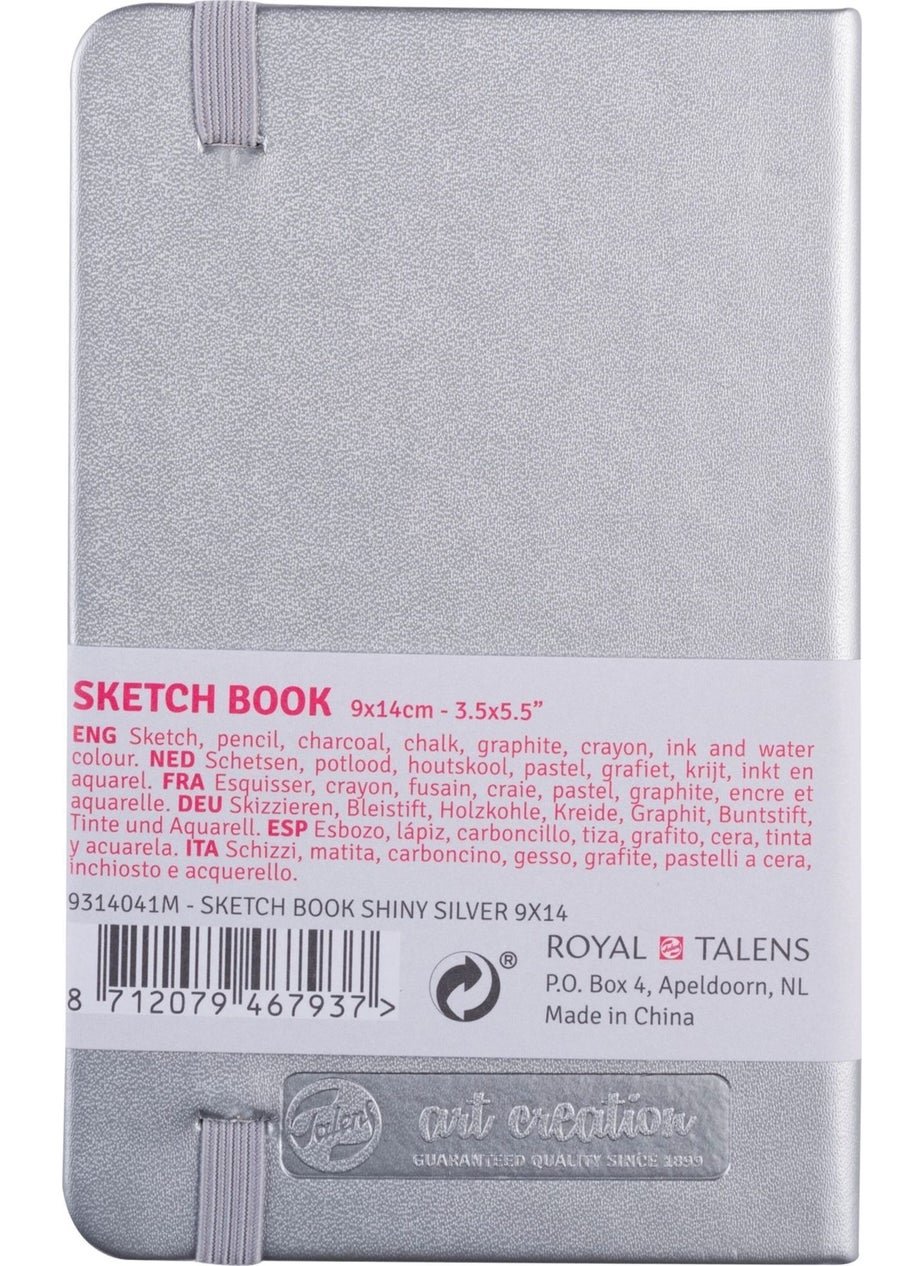 Talens - Sketchbook Hard Cover Sketch Drawing Book 9X14 Cm. 140 gr. 80 Ed. Metallic Silver - Image 1