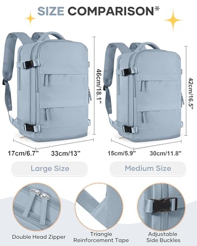 coofay Large Travel Backpack For Women Men Airline Approved Carry On Backpack Flight Approved Waterproof Sports Luggage Backpack Casual Daypack Hiking Backpack Grey Blue - Image 3