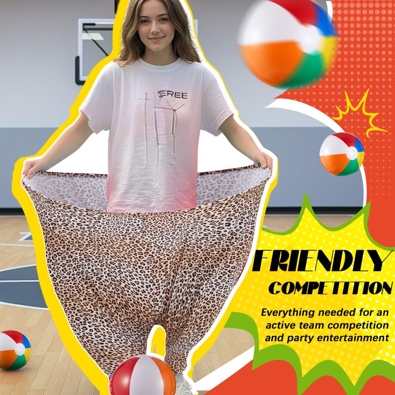 LaRandom Granny Pants Yard Game with Oversized Pants Bouncy Balls and Pump, Valentine's Day Giant Outdoor Party Tossing Ball Game for Family Reunion Backyard Gathering(Leopard, Duck,Multicolor,15 Pcs) - Image 4