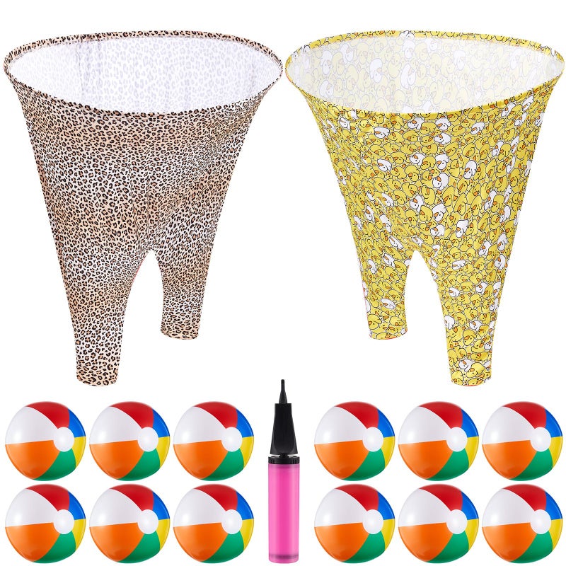 LaRandom Granny Pants Yard Game with Oversized Pants Bouncy Balls and Pump, Valentine's Day Giant Outdoor Party Tossing Ball Game for Family Reunion Backyard Gathering(Leopard, Duck,Multicolor,15 Pcs) - Image 1
