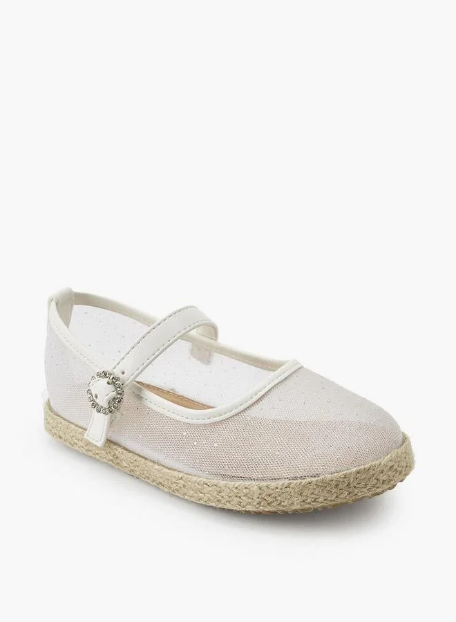ببرمنة Girls Hook & Loop Espadrille Mary Jane Shoes