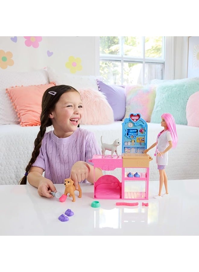 Barbie Fast Cast Veterinarian Clinic Playset with Pink Colored Hair Fashion Doll, Vet Furniture & 10+ Accessories Including Molds & Dough for Bandages - Image 4