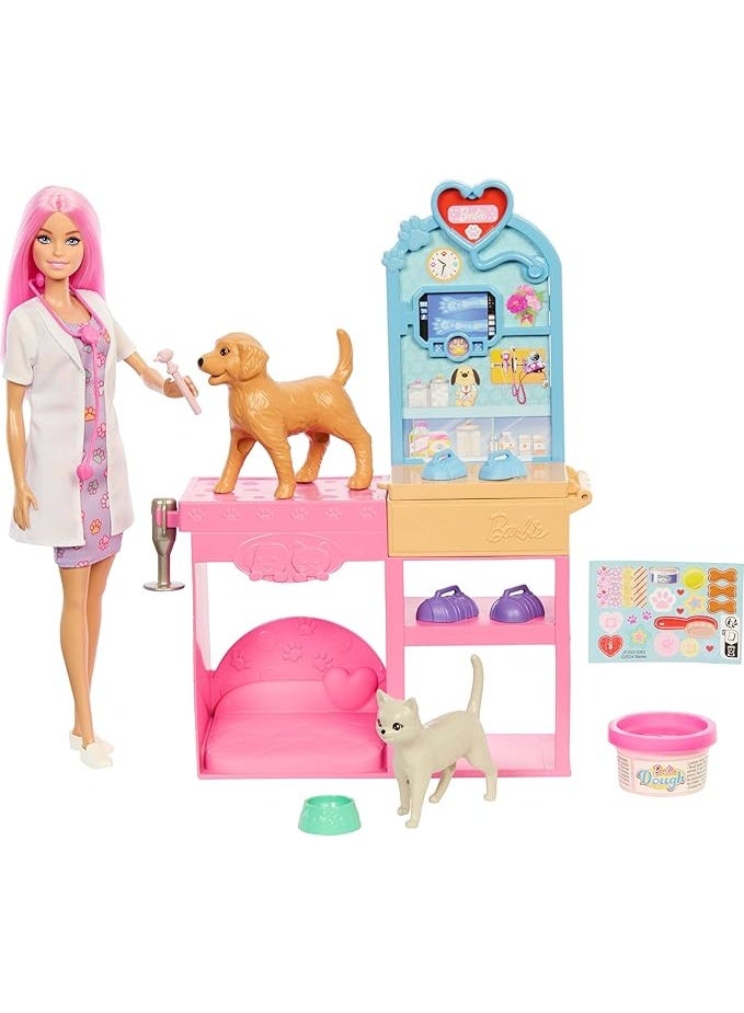Barbie Fast Cast Veterinarian Clinic Playset with Pink Colored Hair Fashion Doll, Vet Furniture & 10+ Accessories Including Molds & Dough for Bandages - Image 5