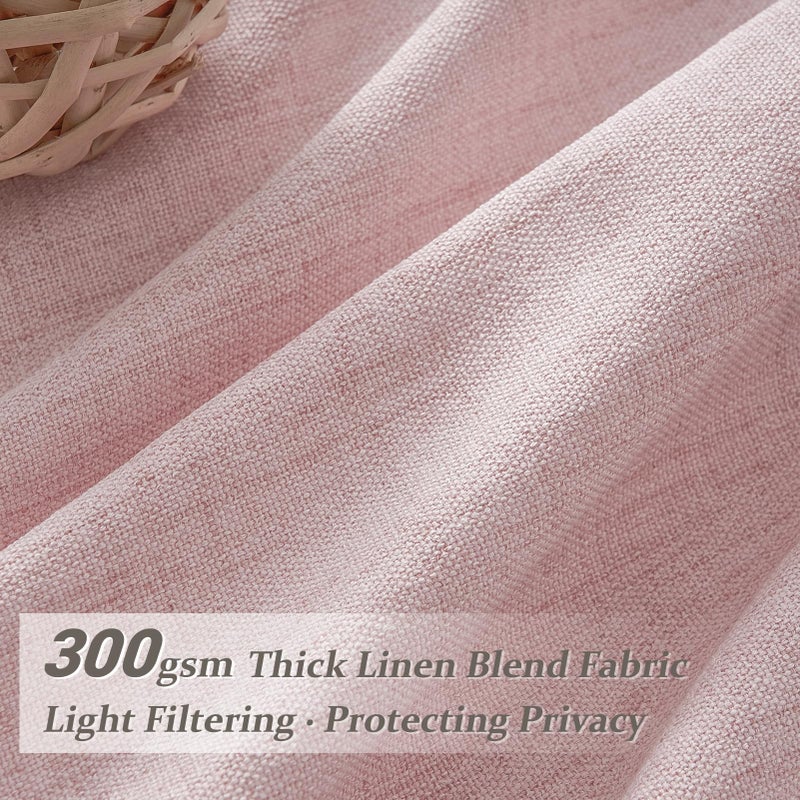 PleatedDrapes Pretty Light Pink Semi Sheer Curtains 96 Inches Long for Living Room 2 Panels Set, Memory Shaped Pinch Pleated 8 FT Faux Linen Light-Filtering Nursery Curtain Back Tab Elegent Window Drapes W40 x L96 - Image 4