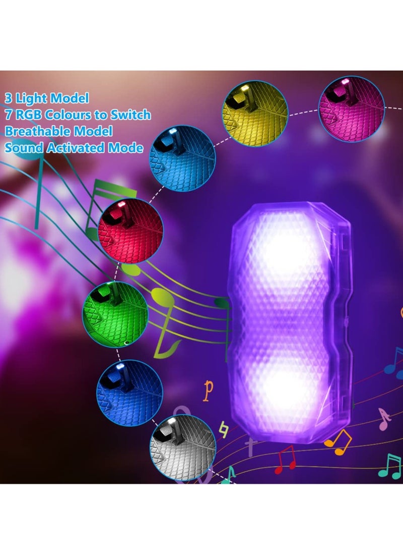 Excefore Interior Car Lights, 2 Pack Car Atmosphere Lights, Rechargeable LED Touch Lights, 7 Colors - 3 Lighting Effects, Unlimited DIY Color Car Decorative Lights for Car, Home, Party  - Image 3